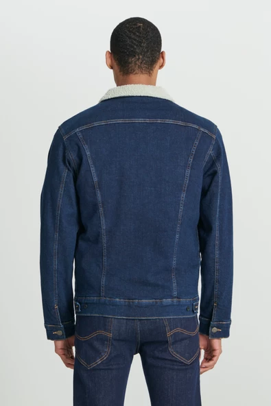 Lee L87BVM36 Koyu Mavi Erkek İçi Kürklü Çok Cepli Kot Ceket - 8