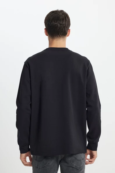 Lee L242498001 Siyah Erkek Bisiklet Yaka Soldan Cep Detaylı Üç İplik Sweat - 6