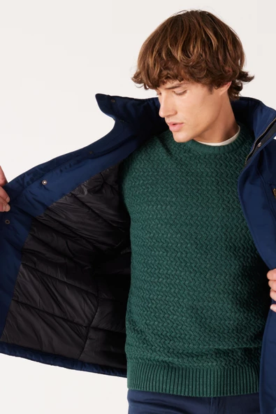 Wrangler W40BWW114 Lacivert  Erkek Yarı Balıkcı Boydan Fermuarlı ve Düğmeli Mont - 4