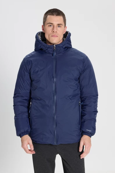 Wrangler W242643900 Mavi Erkek Çift Taraflı Multi Boydan Fermuarlı Gizli Kpüşonlu Mont - 3
