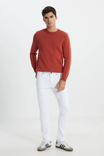 Lee L719e6361312 Beyaz Erkek Luke Slim Fit Dar Kesim Normal Bel Dar Paça Kot Pantolon