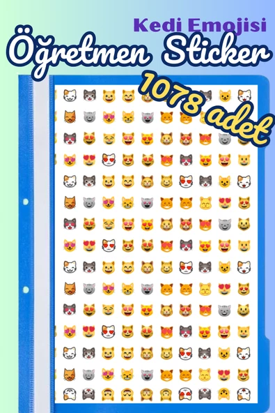 Öğretmenler Için Motivasyon Sticker Seti 1078 Adet Karışık Kedi Emoji