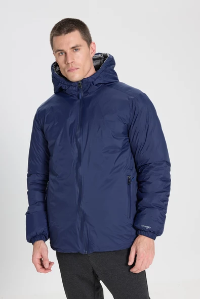 Wrangler W242643900 Mavi Erkek Çift Taraflı Multi Boydan Fermuarlı Gizli Kpüşonlu Mont