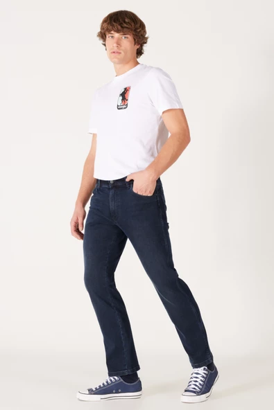 Wrangler W121LR278 Texas Slim Mavi Erkek Silim Geniş Paça Normal Bel Kot Pantalon - 3