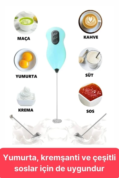 Premium Kalite Pratik Pilli Mini Mikser Kahve Ve Süt Köpürtücüsü Yumurta Çırpıcı Mikser - 4