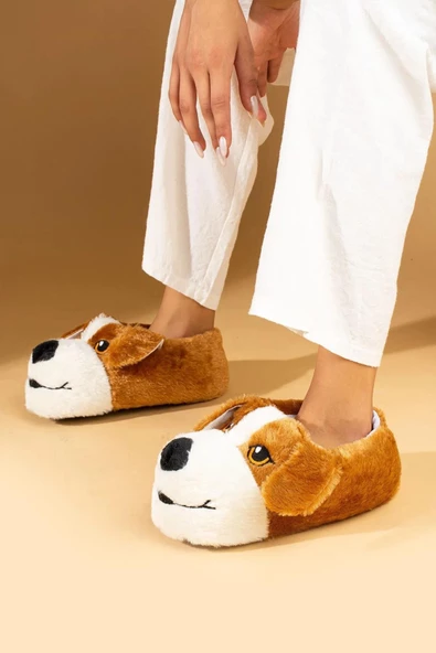 Köpek Figürlü Peluş Panduf Ev Pandufu Unisex - 12