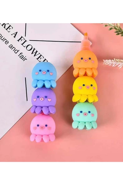 Mini 6 Adet Fosforlu Eğlenceli Boya Kalemi - 4