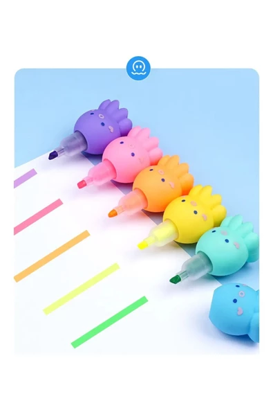 Mini 6 Adet Fosforlu Eğlenceli Boya Kalemi - 5