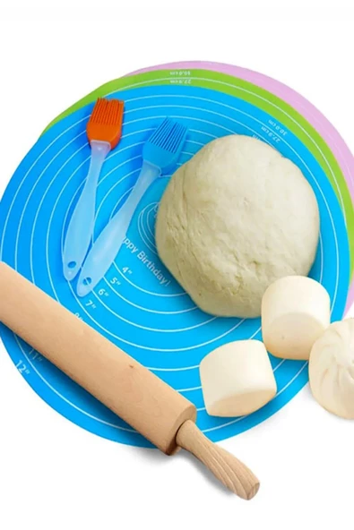 Yuvarlak Yapışmaz Premium Kalite Ölçülü Silikon Hamur Açma Matı 30cm /kek Pasta Pişirme Kağıdı İşlevli - 3