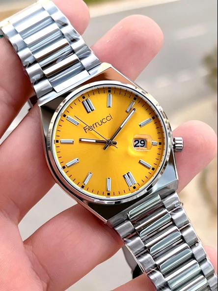 Ferrucci Tsuyosa Model Çelik Kordon Takvimli Kadran 30 Mt Suya Dayanıklı Erkek Kol Saati EFC.03223.4 - Resim 4