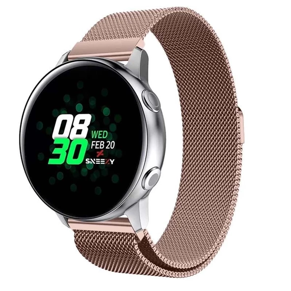 Huawei Watch GT 3 Elegant – Active 42mm Uyumlu 20mm Woven Wire Metal Hasır Kordon  Rosegold Rosegold