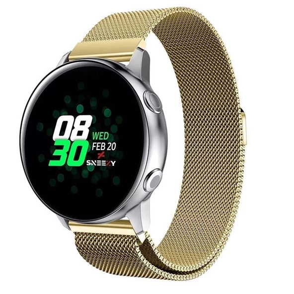 Huawei Watch GT 3 Elegant – Active 42mm Uyumlu 20mm Woven Wire Metal Hasır Kordon  Gold Gold