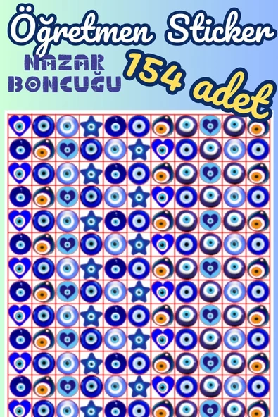 Öğretmenler için Motivasyon Nazar Boncuğu Etiket 154 Adet Öğretmen Sticker