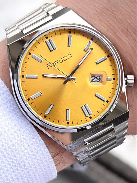 Ferrucci Tsuyosa Model Çelik Kordon Takvimli Kadran 30 Mt Suya Dayanıklı Erkek Kol Saati EFC.03223.4 ürün görseli