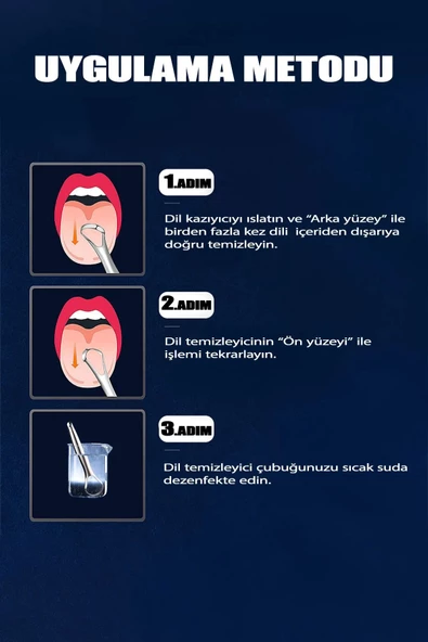 Dil Temizleyici Paslanmaz Çelik Ağız Bakım Fırçası Dil Plak Temizleme Dil Sıyırıcı Aparat - 5