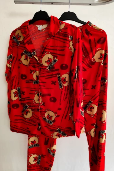 Kadın Uzun Kollu Süet Kışlık Kadife Pijama Takımı - 4
