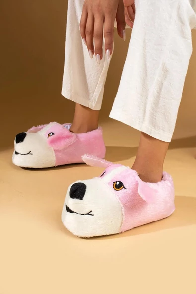 Köpek Figürlü Peluş Panduf Ev Pandufu Unisex - 2