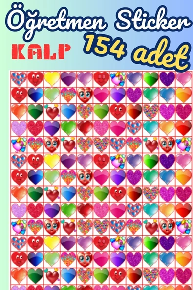 Öğretmenler için Motivasyon Kalp Etiket 154 Adet Öğretmen Sticker