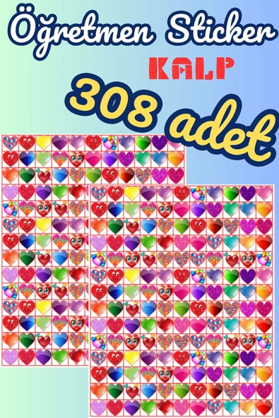Öğretmen Sticker Motivasyon Kalp Etiket 308 Adet