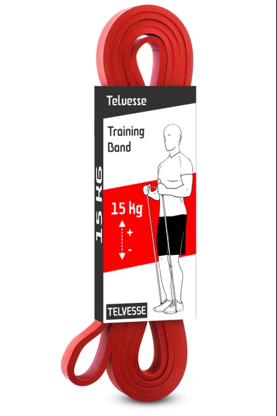 15 KG Direnç Bandı Kas Geliştirme Lastiği Fitness Pilates Cross Training Bant Kırmızı - Orta Sert - 2