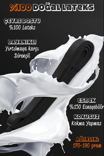 25 KG Direnç Bandı Kas Geliştirme Lastiği Fitness Pilates Cross Training Bant Siyah - Sert - 4