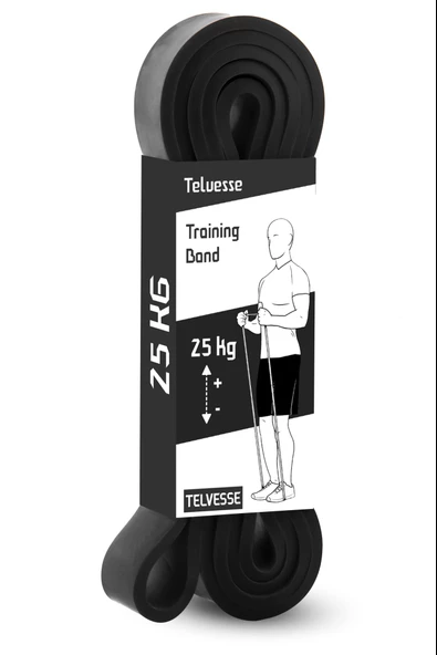 25 KG Direnç Bandı Kas Geliştirme Lastiği Fitness Pilates Cross Training Bant Siyah - Sert - 2