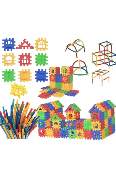 Eğiticioyuncak Süper Bambu Çubukları 300 Parça+puzzle City 128 Parça Eğitici Oyuncak Ikili Set