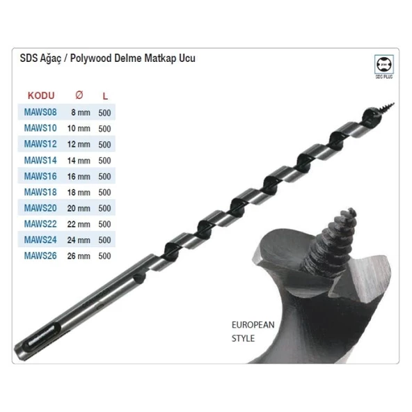 Maier Ø16mm. Ahşap Matkap Ucu SDS Saplı Ağaç Delme Ucu Toplam Boy 500mm. MAWS16 - Resim 2