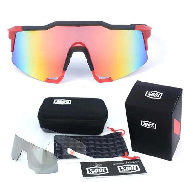 XBYC G4681 %100 Freeride Polarize Cam Yarı Çerçevesiz Spor Bisiklet Sürüş Gözlüğü UV400 Lens Kırmızı - 4