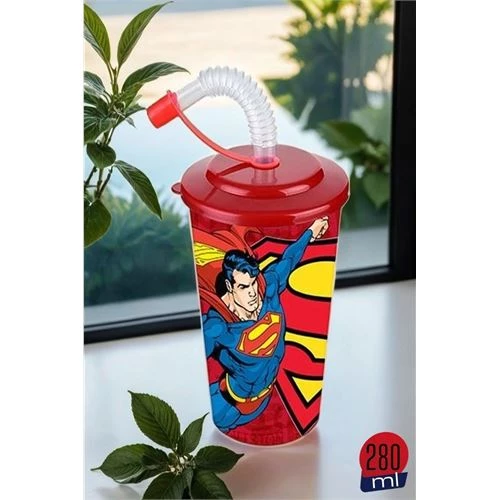 ModaCar Pipetli Superman Lisanlı Çocuk Bardağı