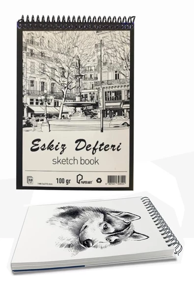 A3 Eskiz Defteri Spralli 50 Yaprak Karakalem Çizim Seti Gölgelendirme Kalemi Hamur Silgi Fatih Dereceli Kalem Hobi Tasarım Seti - 3