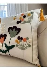 NİVEMESHOME ÇİÇEKLİ NAKIŞLI KIRLENT KILIFI 45X45 - 2