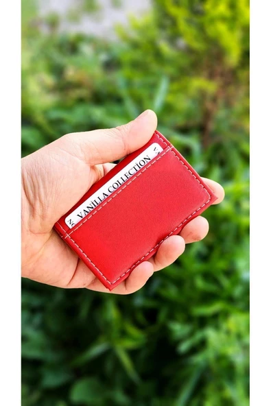 Vegan Deri Kadın Kartlık 8 Kart Bölmeli Kırmızı - 2