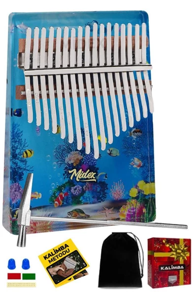 Midex KLX-640 Okyanus Cam Kalimba 17 Tuşlu Full Set