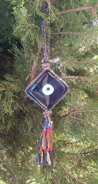 Keçi Kılı İp Cam Nazar Boncuğu Kötü Göz Kovucu Ağaç Duvar Kapı Balkon Dekorasyonu Nazarlık Duvar Ağaç Ev Süsü - 2