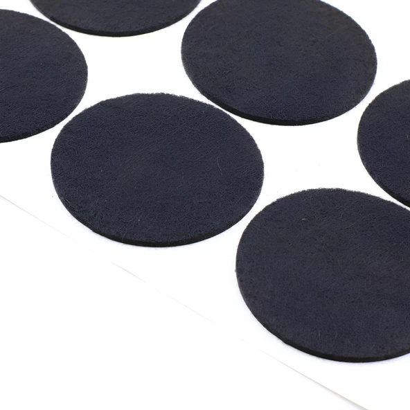 Yapışkanlı Zemin Koruyucu Keçe 50 mm (8'li PAKET) Masa Sandalye Mobilya Koltuk Ayak Keçesi Siyah - 4