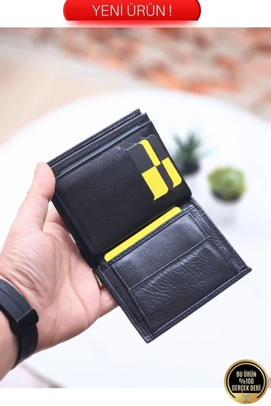 Hakiki Deri Erkek Cüzdan Dik Model – 11 Kart - Bozuk Para Bölmeli - İsim Baskılı - Minimalist Tasarım - Resim 4