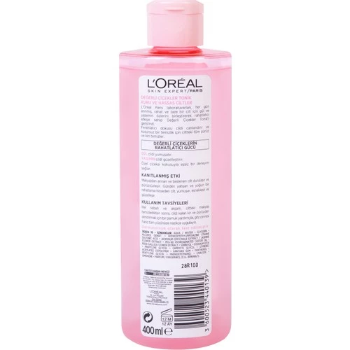L'Oréal Paris Değerli Çiçekler Tonik Kuru ve Hassas Ciltler 400 ML - Resim 3