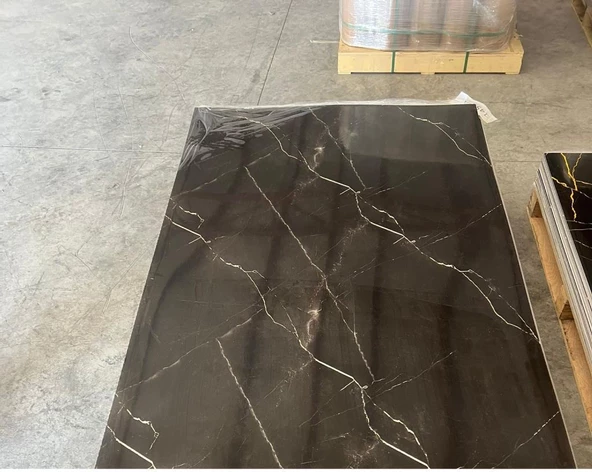 Renkli Duvarlar Alternatif Kaplama UV PVC Mermer Panel Shadow 1 Adet 60x120cm Ev Ofis Otel Duvar Kaplama Paneli - Resim 3