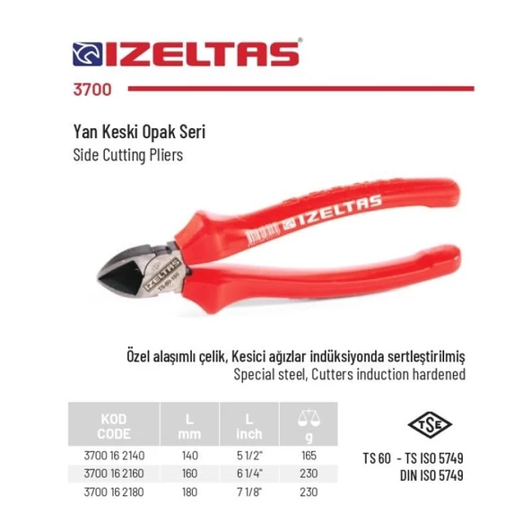 İzeltaş 180 mm Yan Keski Opak Seri 3700 16 2180 - 2
