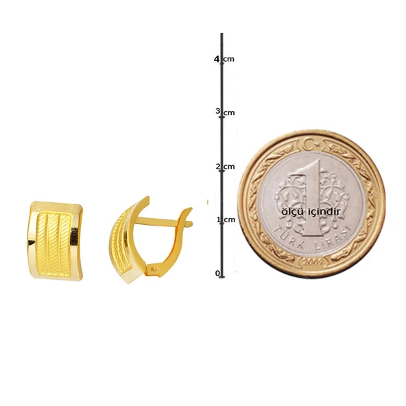 Hasır 14 Ayar Altın Kadın Küpe - Resim 5