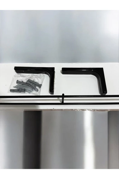 Modern Tasarımlı Metal Korkuluklu Beyaz Ahşap Duvar Rafı İkili - Resim 6