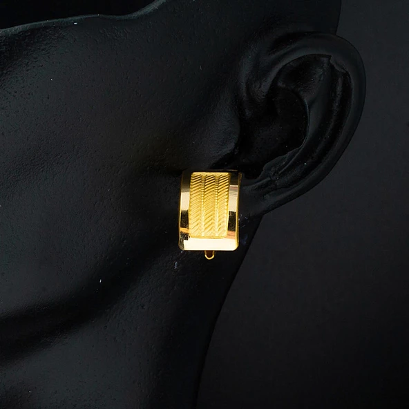 Hasır 14 Ayar Altın Kadın Küpe - Resim 2