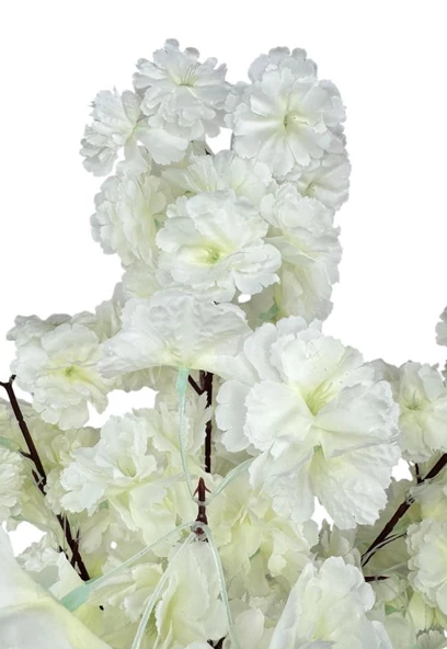 Yapay Ağaç Bahardalı Ağacı Beyaz Japon Kiraz Çiçeği Sakura Çiçeği 70cm Beyaz Plastik Saksılı - 4