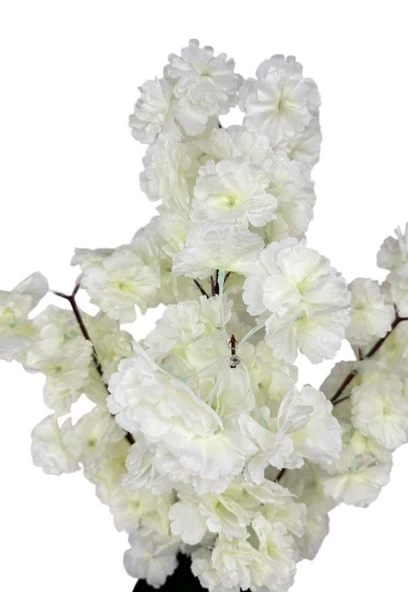 Yapay Ağaç Bahardalı Ağacı Beyaz Japon Kiraz Çiçeği Sakura Çiçeği 70cm Beyaz Plastik Saksılı - 5