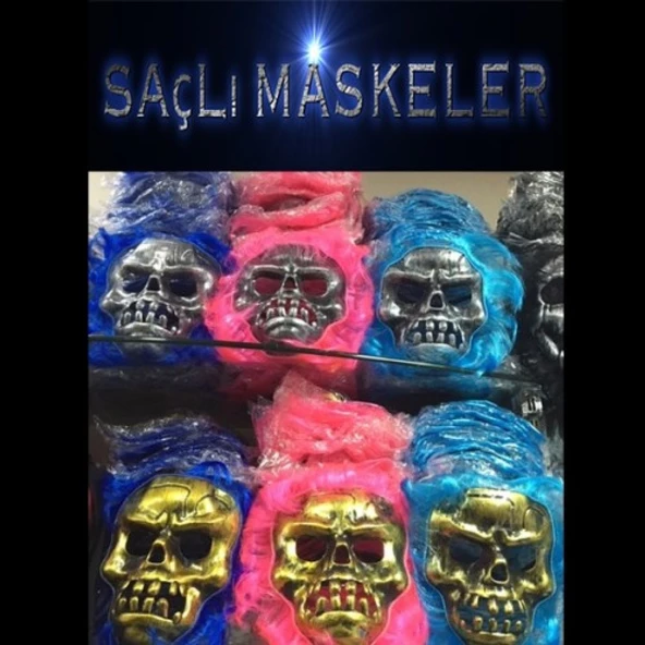 Saçlı İskelet Yüzlü Maskeler