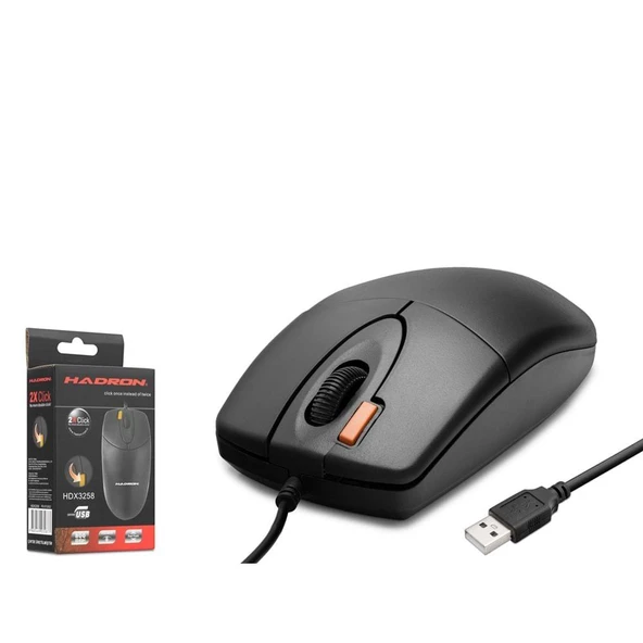 Hadron HDX3258 800dpi Çift Tık 1.40mt USB Kablolu Mouse - Siyah