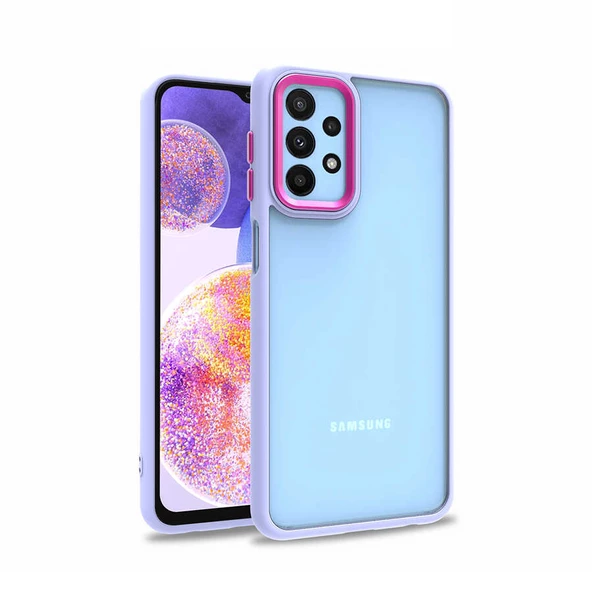 Samsung Galaxy A23 Kılıf Kamera Çıkıntılı Arkası Şeffaf Köşeleri Parlak Renkli Işlemeli Flora Kapak - Resim 7