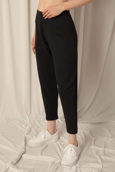 Modal Kumaş Şalvar Kadın Siyah Pantolon - 3