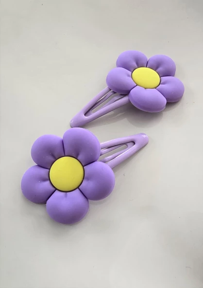 Çiçekli Kız Çocuk Çıtçıtlı Toka Set - 3